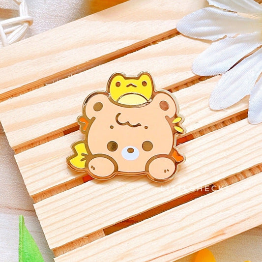 Beary and Fwog Enamel Pin