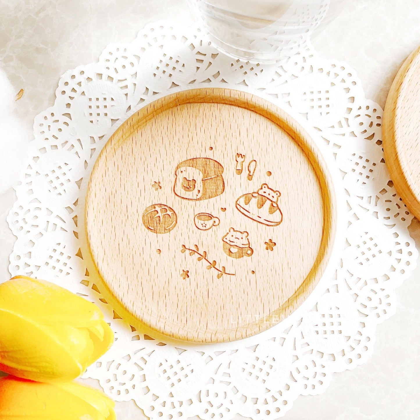 Beary Bakery Wooden Coasters